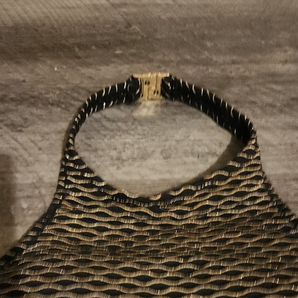 Milly Black and Gold Jackie Textured Waves Halter One Piece Size P - Picture 3 of 6